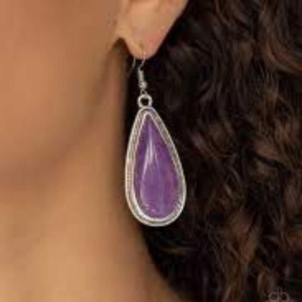 Oasis Sheen - Purple Earrings - Paparazzi Accessories